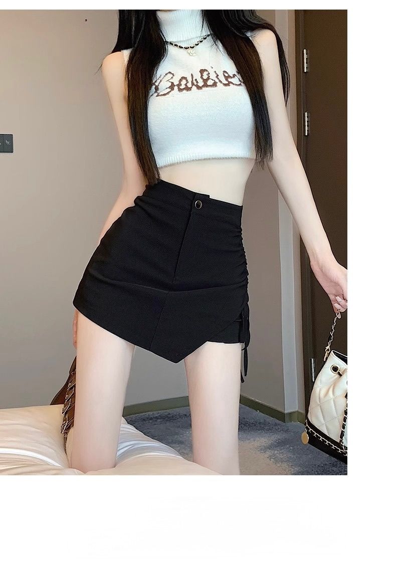 タイトスカート サイドレースアップ風デザインタイトミニスカート