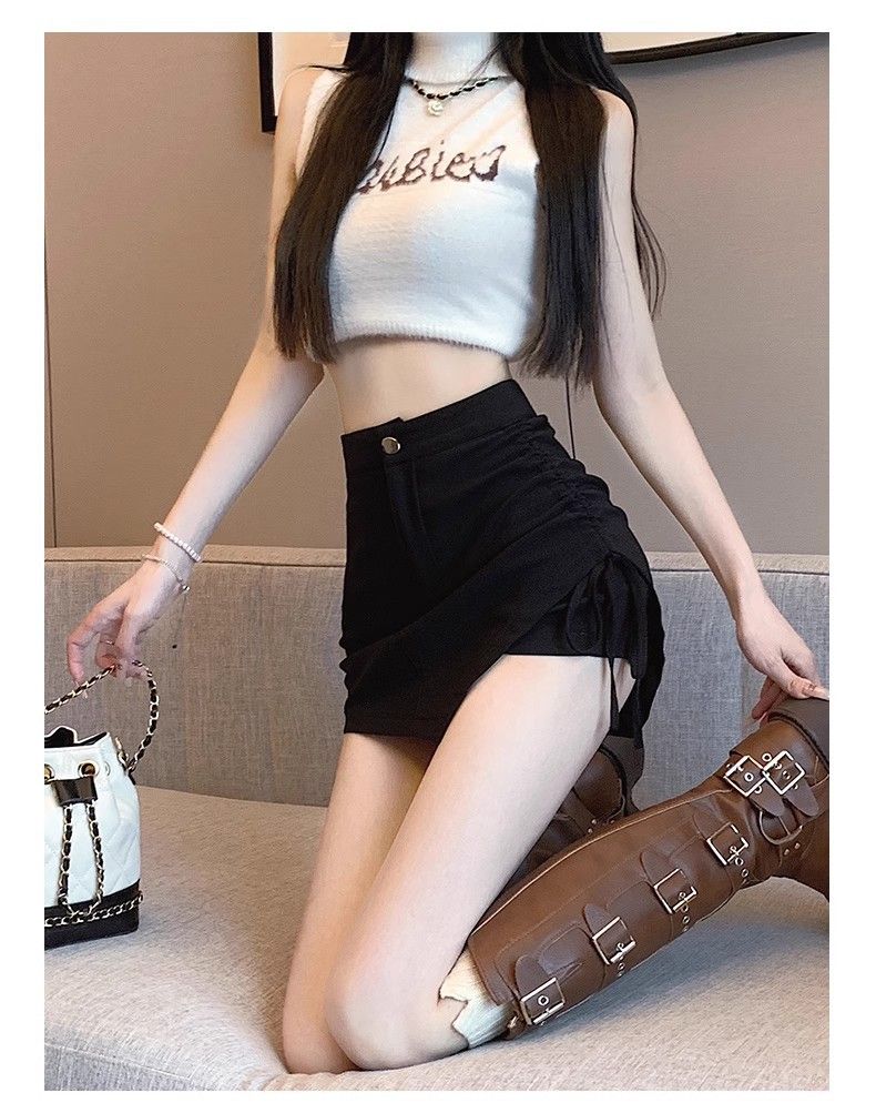 タイトスカート サイドレースアップ風デザインタイトミニスカート