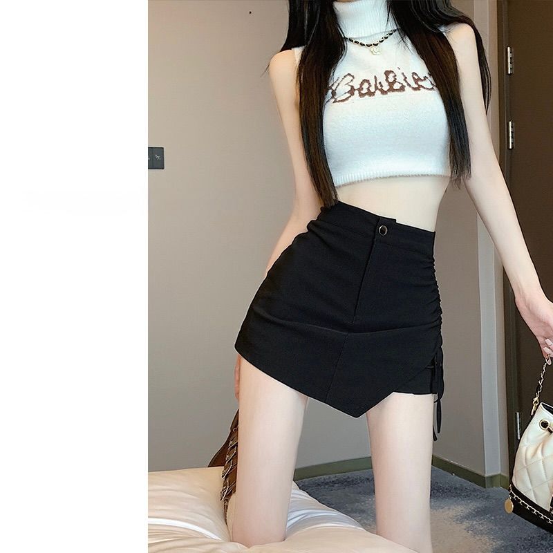 タイトスカート サイドレースアップ風デザインタイトミニスカート