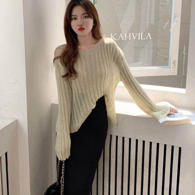 タイトスカート 編み地素材のハイウエストロングタイトスカート