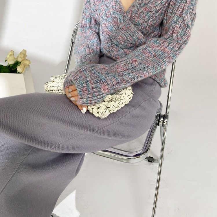 タイトスカート 編み地素材のハイウエストロングタイトスカート