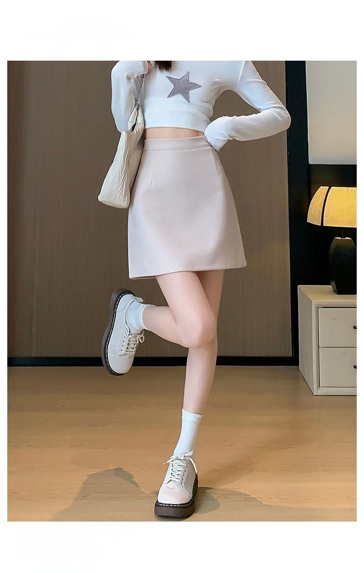 タイトスカート 大人可愛いハイウエスト台形ミニスカート