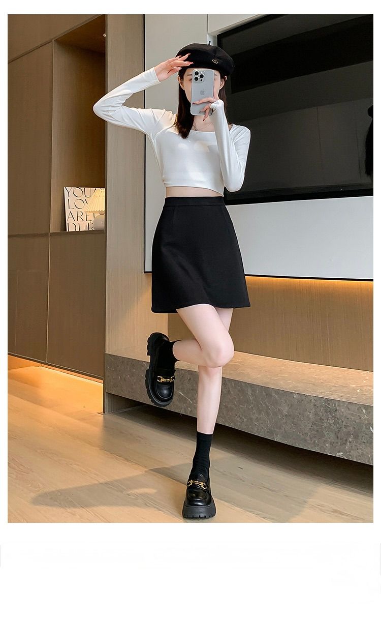 タイトスカート 大人可愛いハイウエスト台形ミニスカート