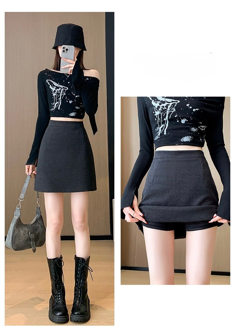 タイトスカート 大人可愛いハイウエスト台形ミニスカート