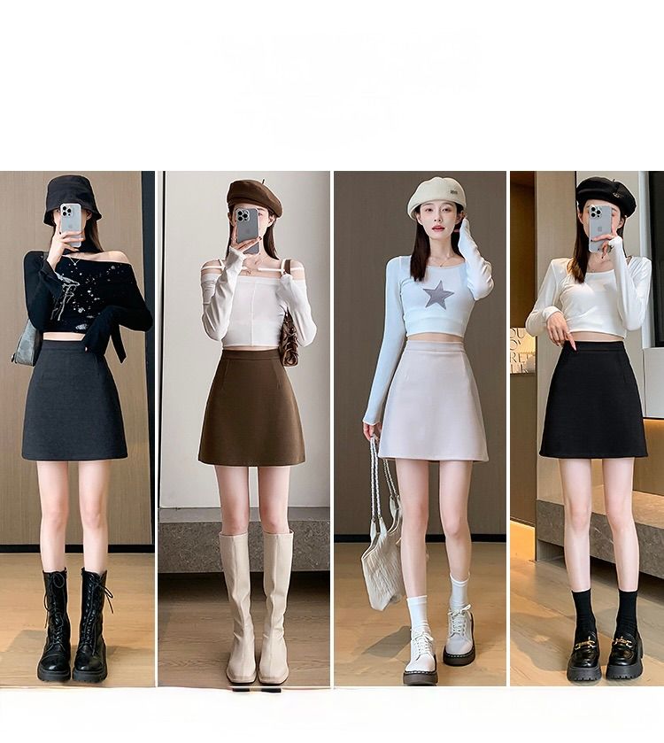 タイトスカート 大人可愛いハイウエスト台形ミニスカート