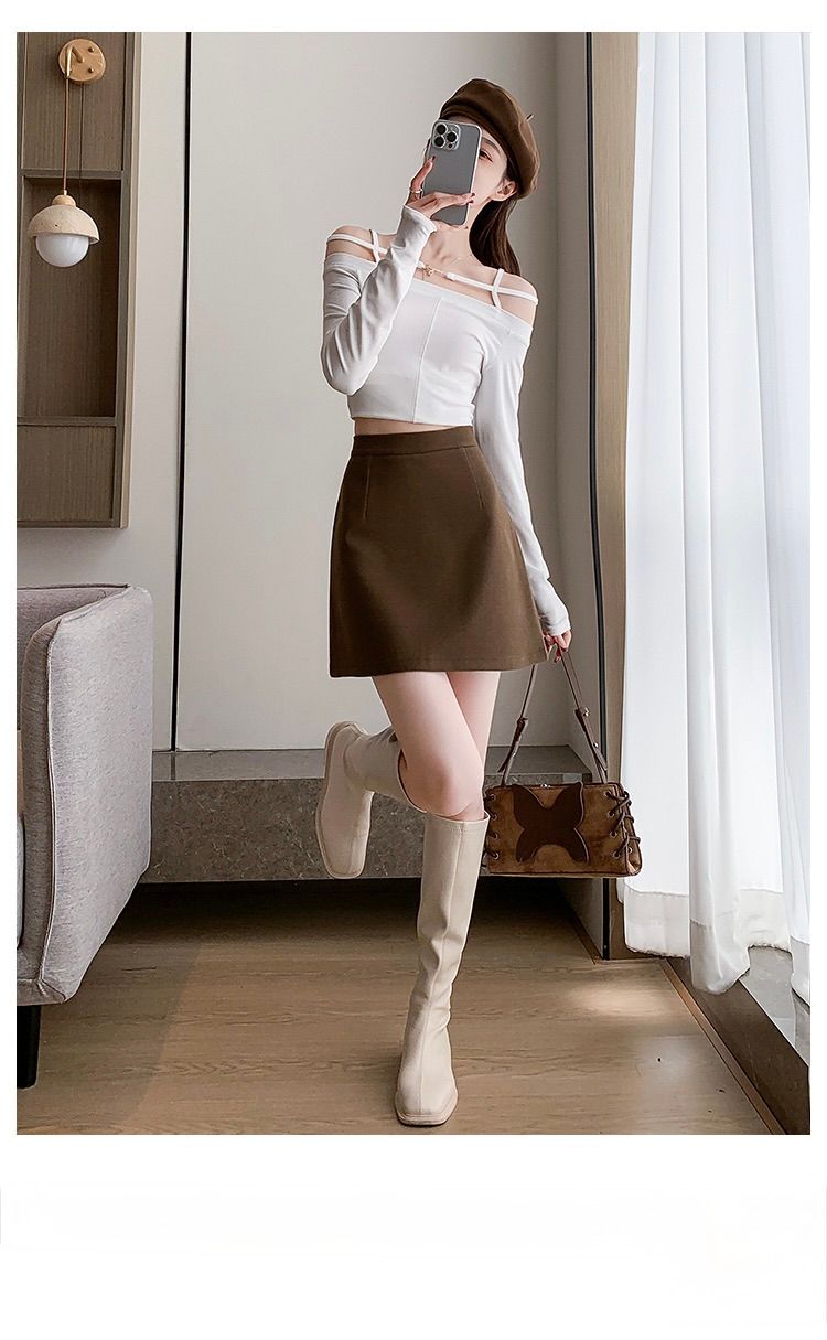 タイトスカート 大人可愛いハイウエスト台形ミニスカート