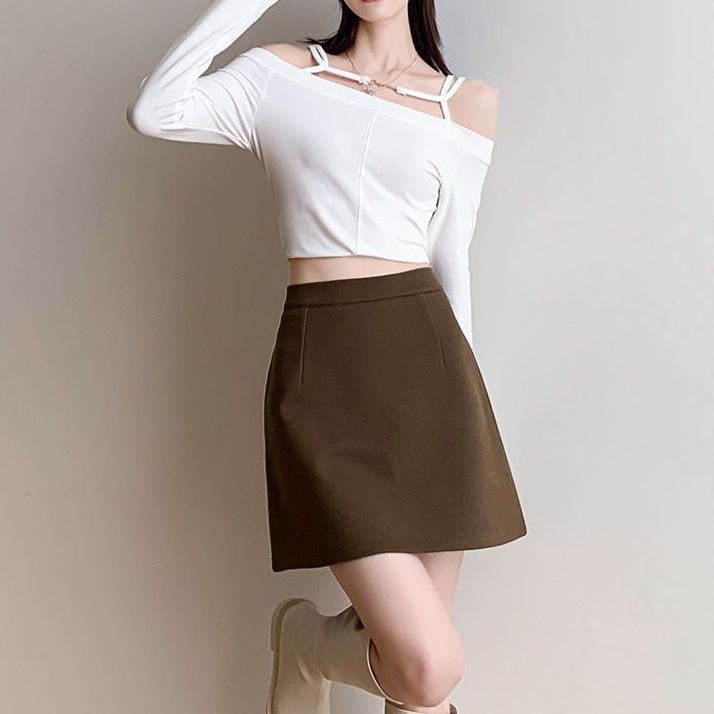 タイトスカート 大人可愛いハイウエスト台形ミニスカート