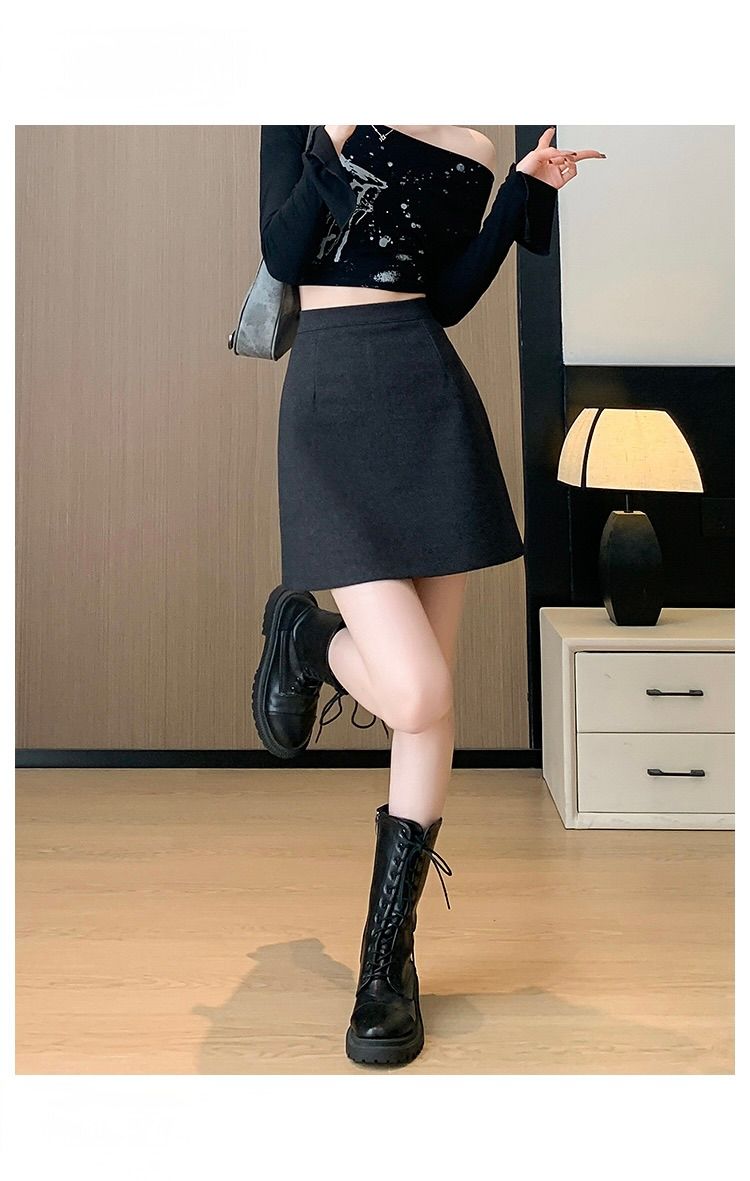 タイトスカート 大人可愛いハイウエスト台形ミニスカート