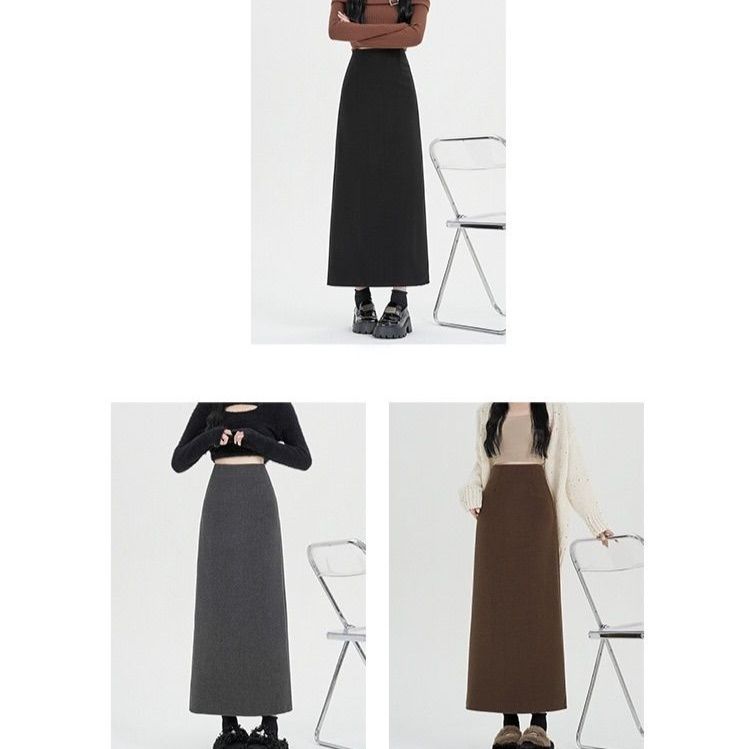 タイトスカート 上品な大人女性のウール混紡ロングタイトスカート