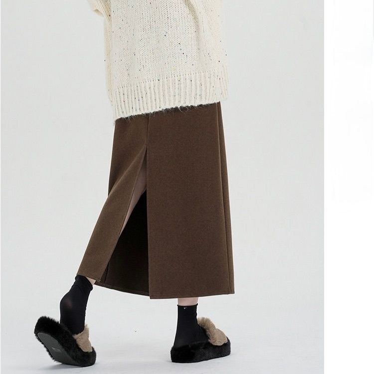 タイトスカート 上品な大人女性のウール混紡ロングタイトスカート