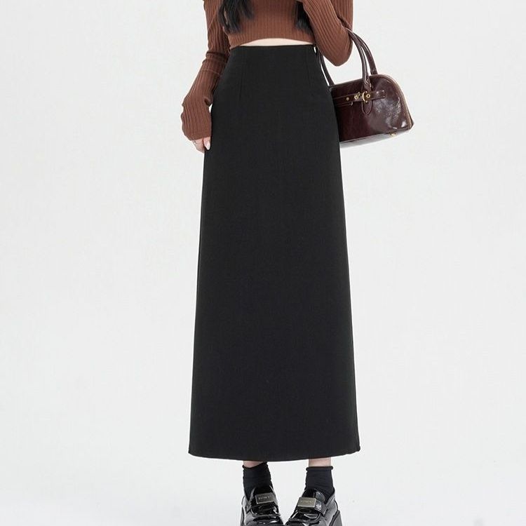 タイトスカート 上品な大人女性のウール混紡ロングタイトスカート