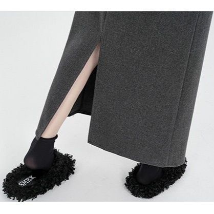 タイトスカート 上品な大人女性のウール混紡ロングタイトスカート