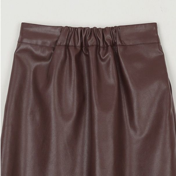 タイトスカート 合成皮革ラップ風タイトロングスカート