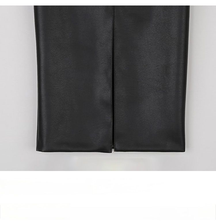 タイトスカート 合成皮革サイドスリット入りタイトスカートロング