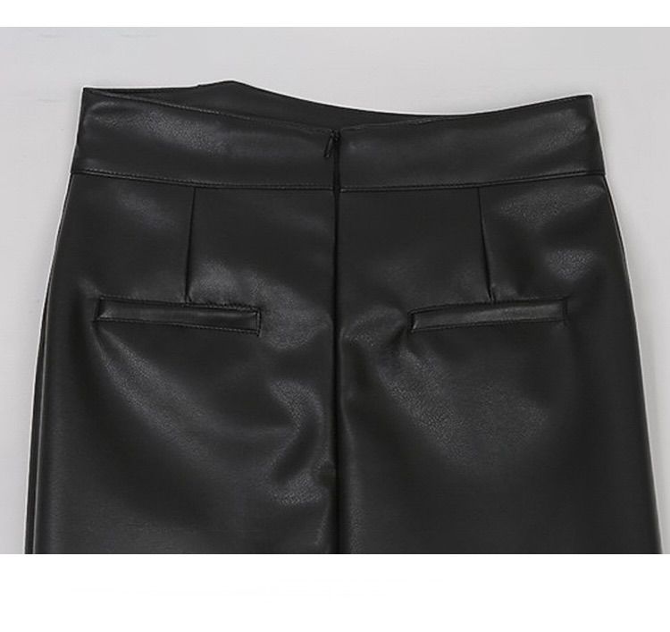 タイトスカート 合成皮革サイドスリット入りタイトスカートロング