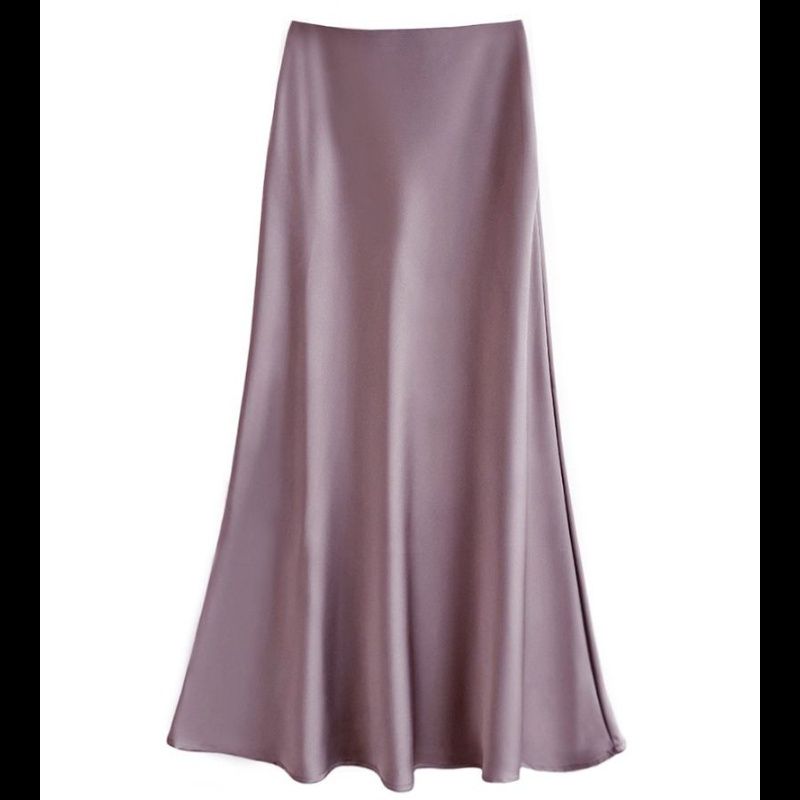 タイトスカート 光沢サテン素材タイトマキシスカート