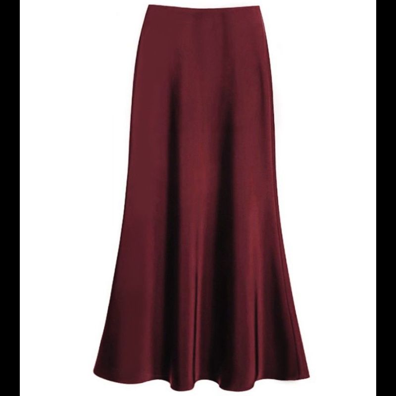 タイトスカート 光沢サテン素材タイトマキシスカート