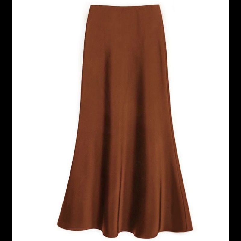 タイトスカート 光沢サテン素材タイトマキシスカート