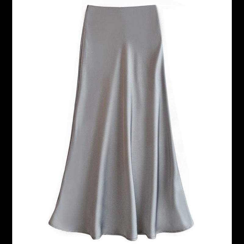 タイトスカート 光沢サテン素材タイトマキシスカート