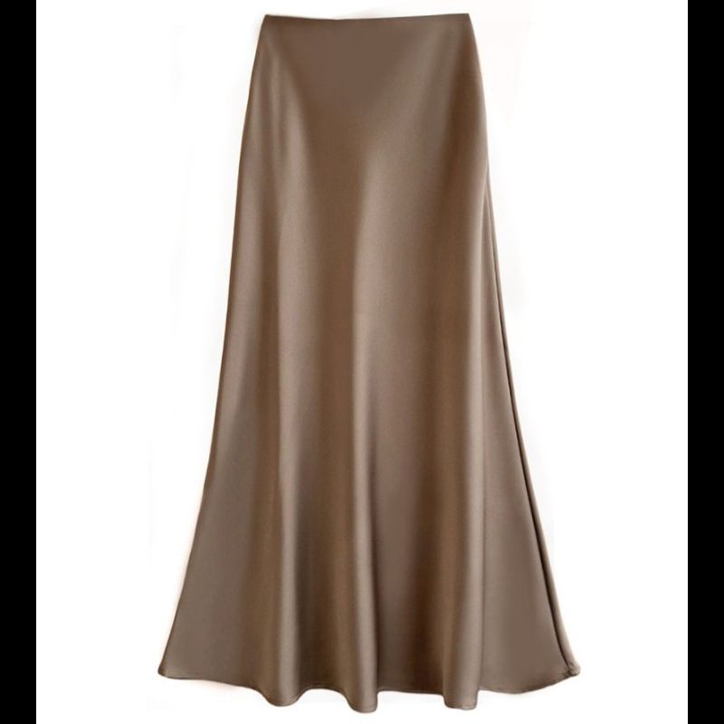 タイトスカート 光沢サテン素材タイトマキシスカート