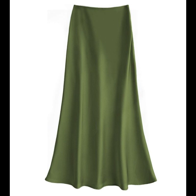 タイトスカート 光沢サテン素材タイトマキシスカート