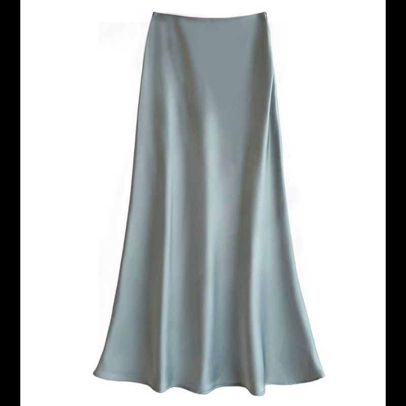 タイトスカート 光沢サテン素材タイトマキシスカート