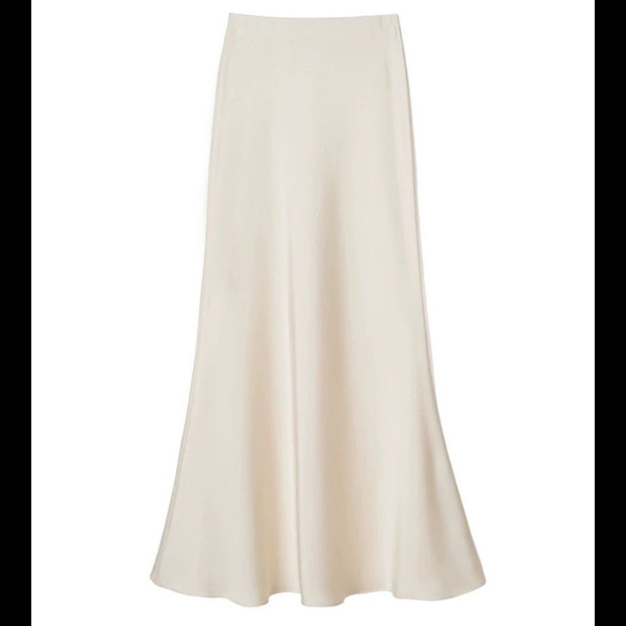 タイトスカート 光沢サテン素材タイトマキシスカート