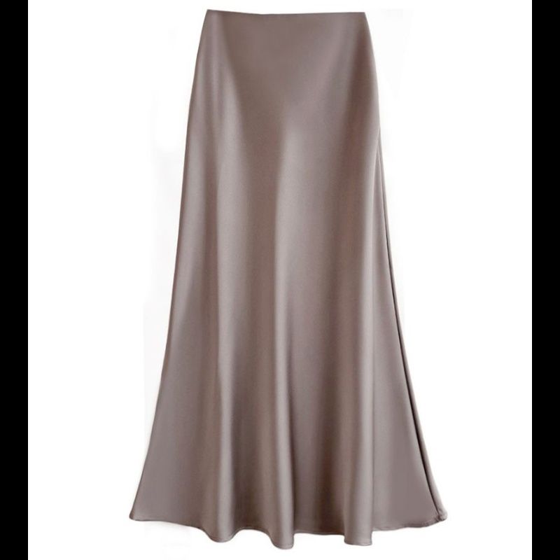 タイトスカート 光沢サテン素材タイトマキシスカート