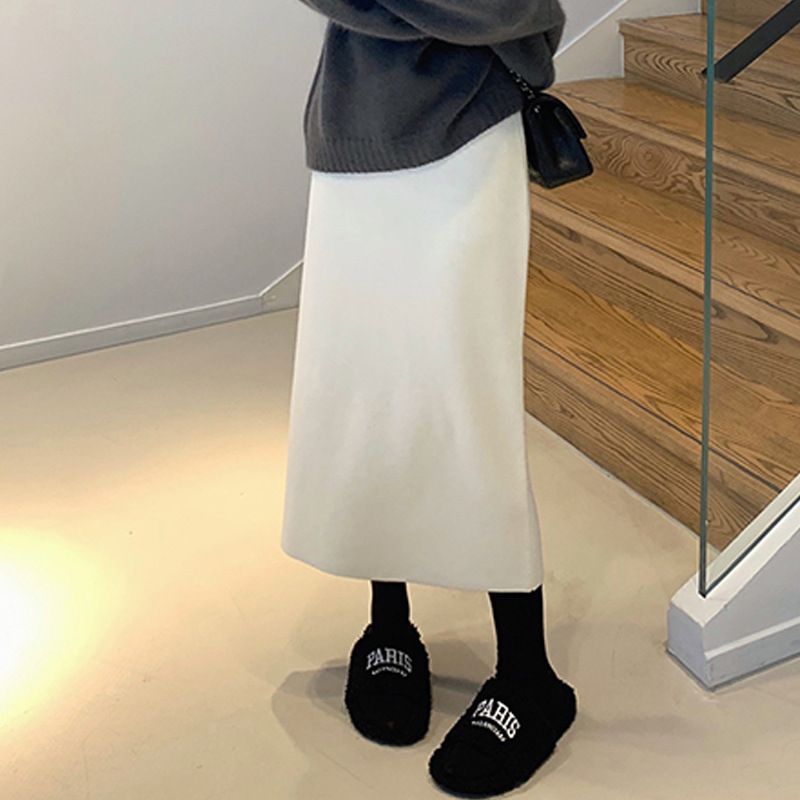 タイトスカート ニット素材美脚タイトスカートロング丈