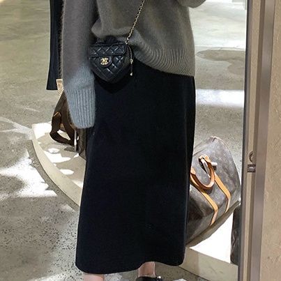 タイトスカート ニット素材美脚タイトスカートロング丈