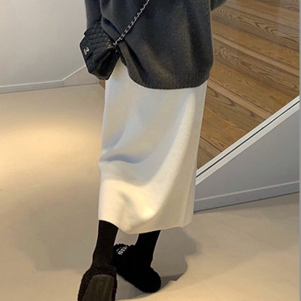 タイトスカート ニット素材美脚タイトスカートロング丈