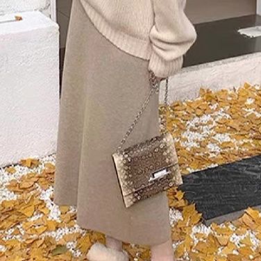 タイトスカート ニット素材美脚タイトスカートロング丈