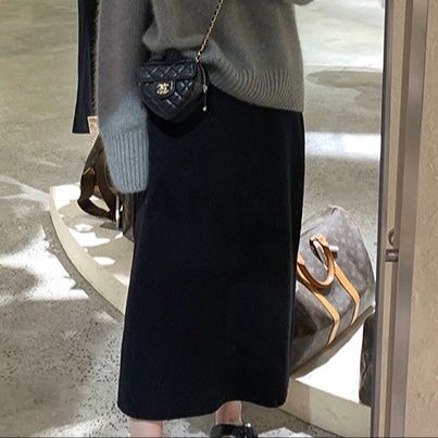 タイトスカート ニット素材美脚タイトスカートロング丈