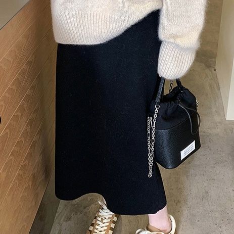 タイトスカート ニット素材美脚タイトスカートロング丈