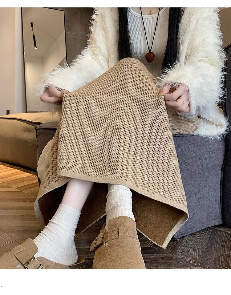 タイトスカート リブ編みニットタイトスカートロング丈