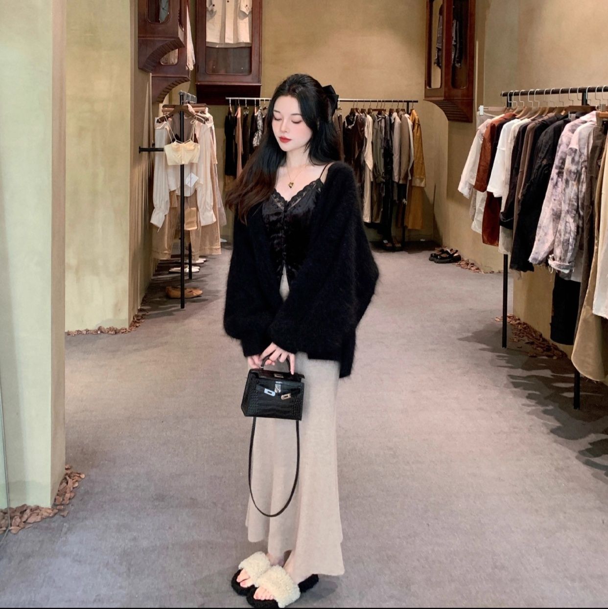 タイトスカート リブニットタイトマキシスカート