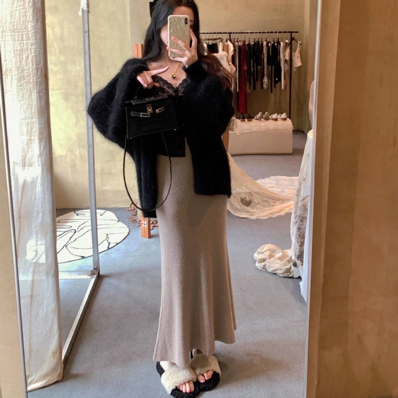 タイトスカート リブニットタイトマキシスカート