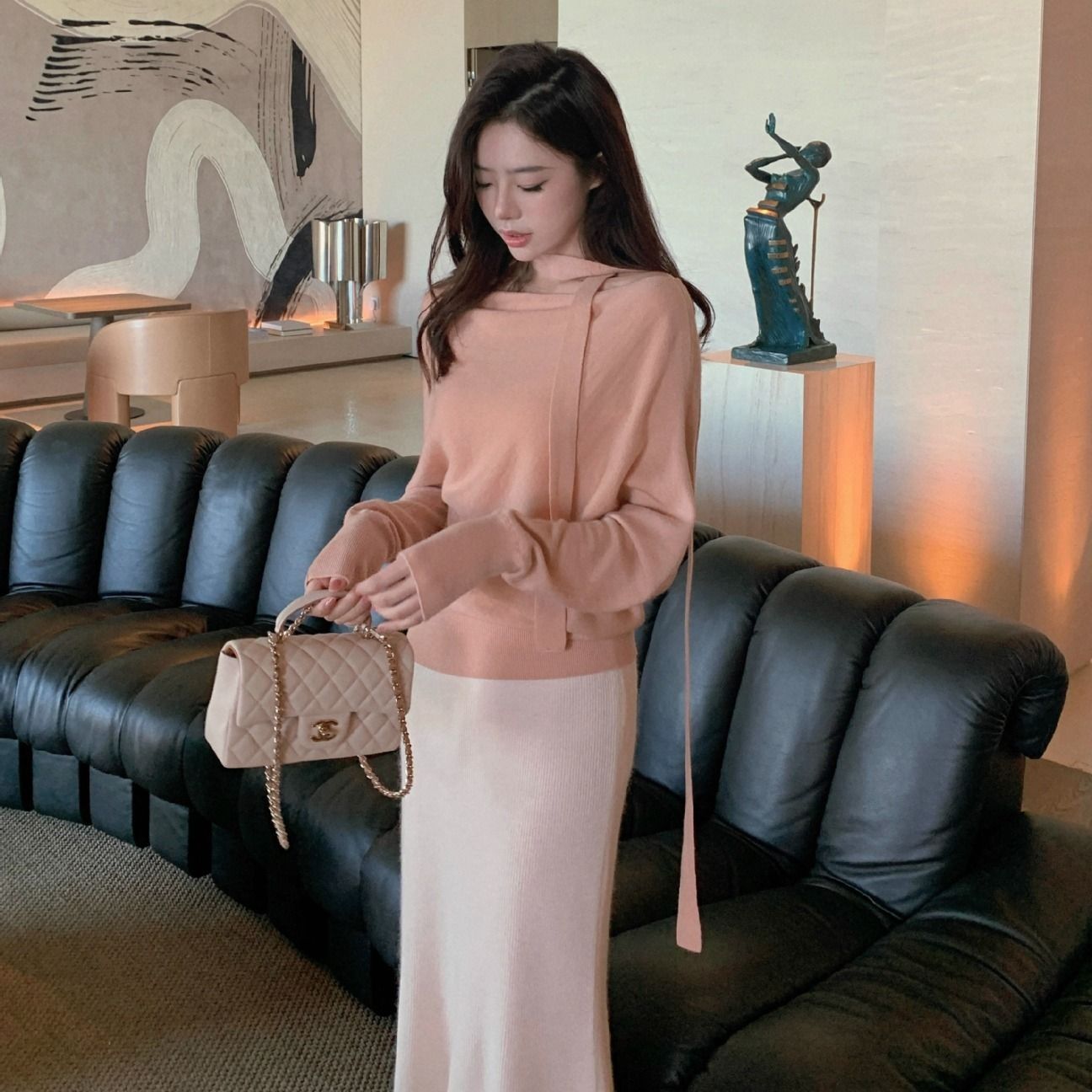 タイトスカート リブニットタイトマキシスカート