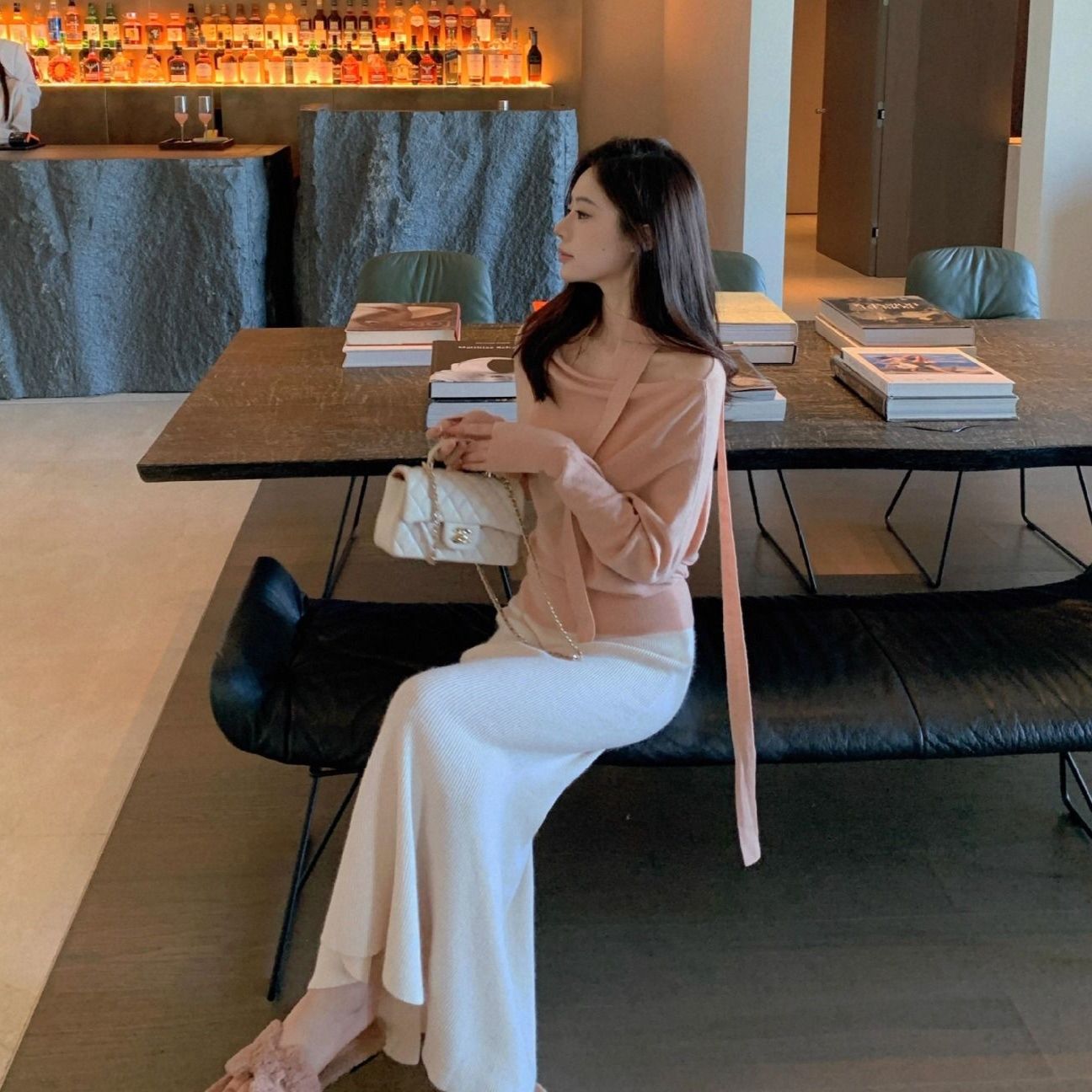 タイトスカート リブニットタイトマキシスカート