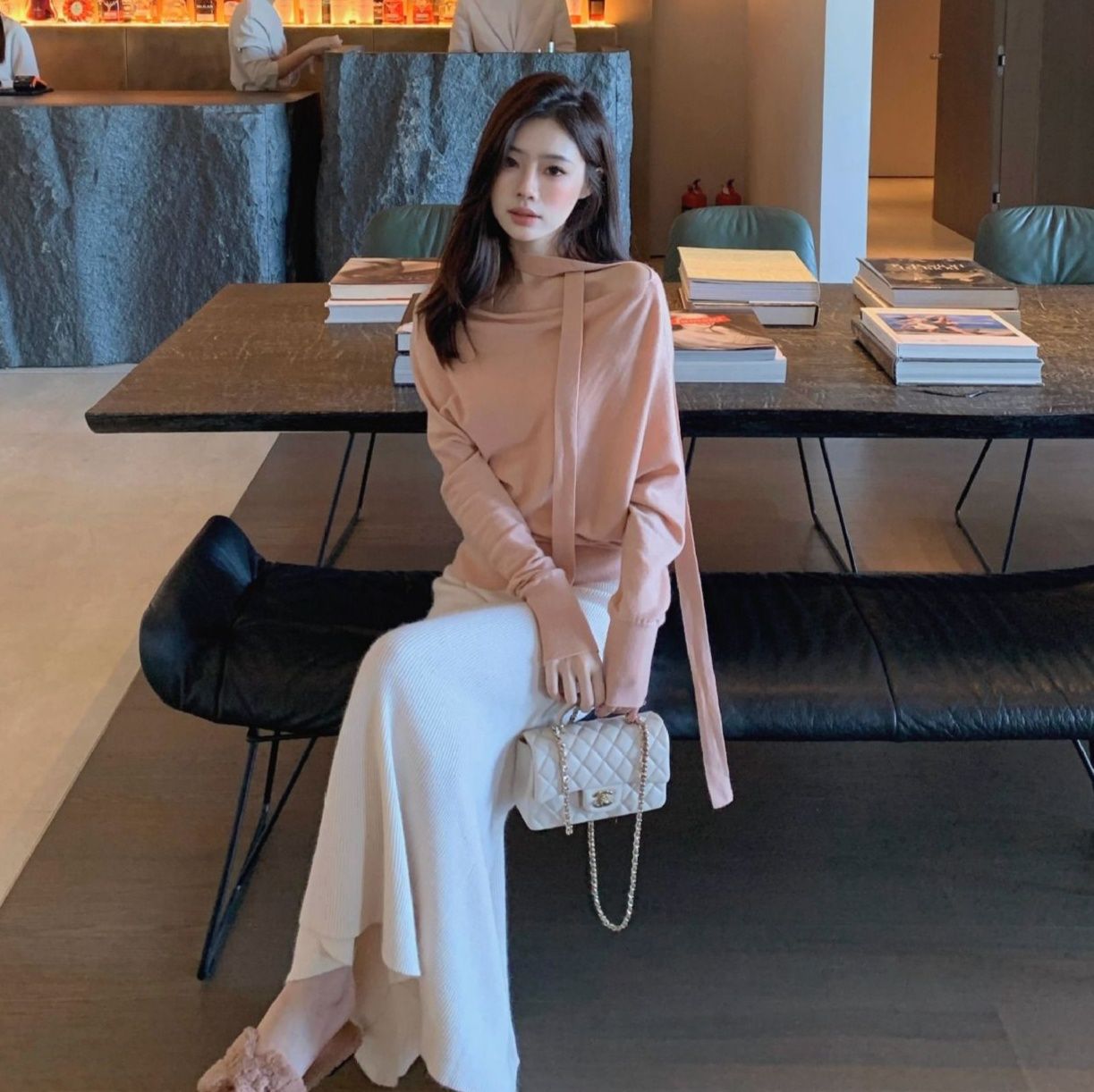 タイトスカート リブニットタイトマキシスカート