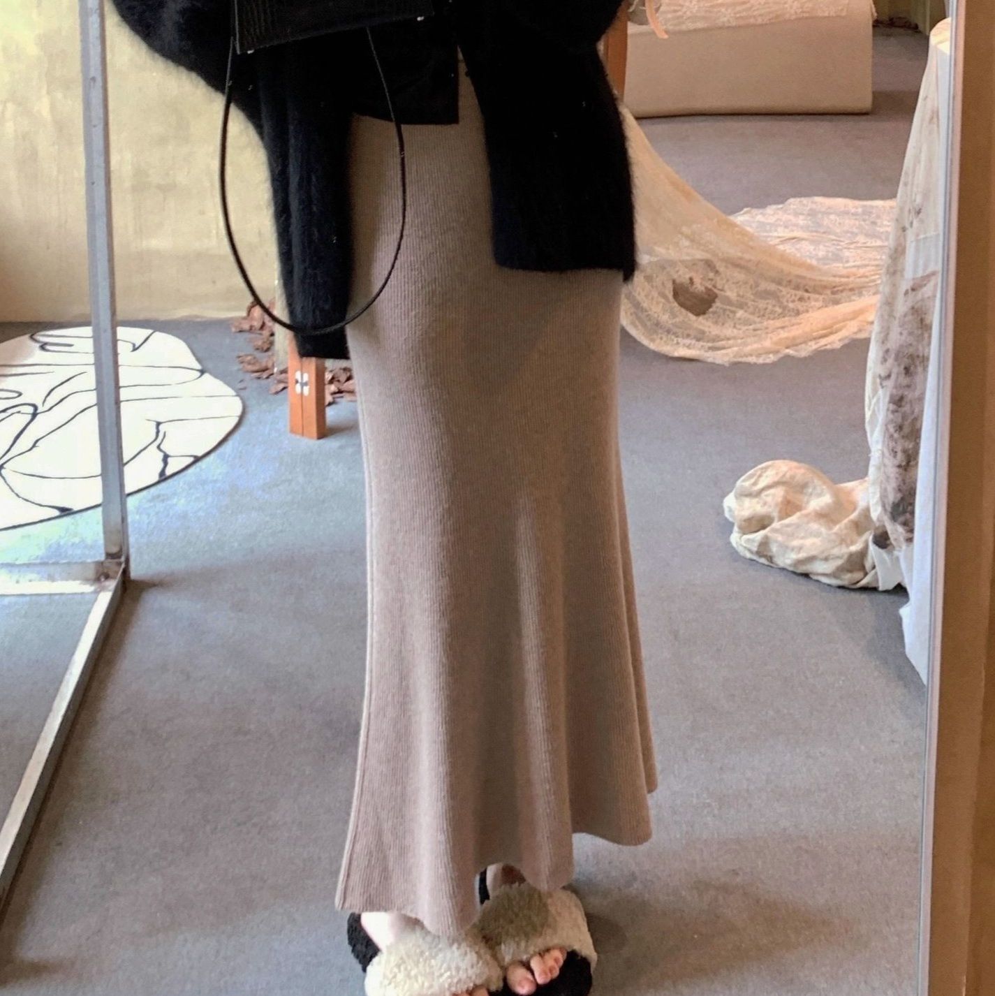 タイトスカート リブニットタイトマキシスカート