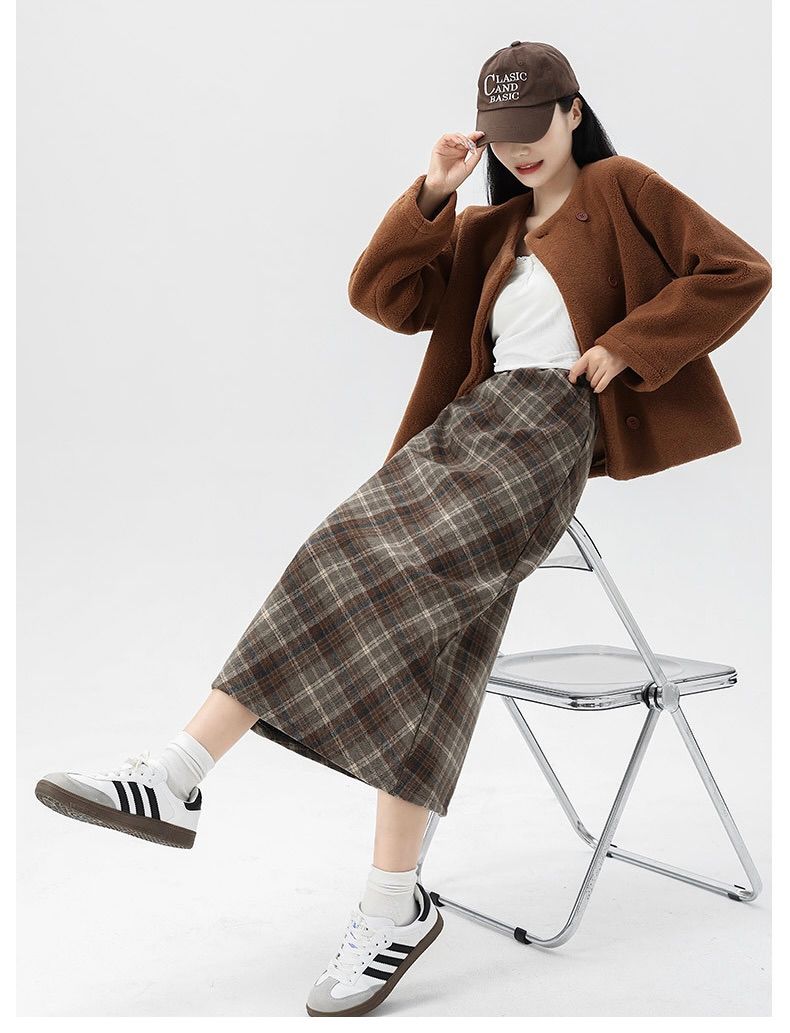 タイトスカート クラシックチェック柄タイトスカートロング丈
