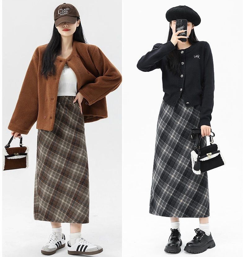 タイトスカート クラシックチェック柄タイトスカートロング丈