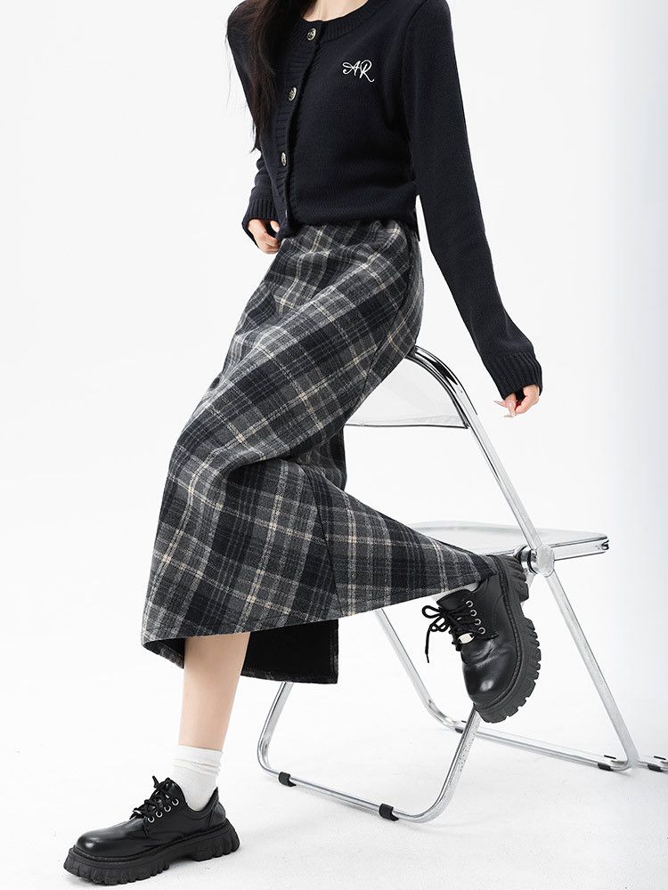 タイトスカート クラシックチェック柄タイトスカートロング丈