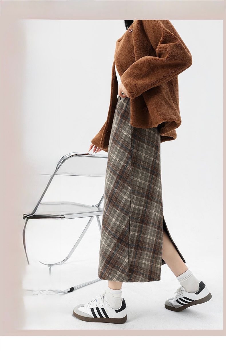 タイトスカート クラシックチェック柄タイトスカートロング丈