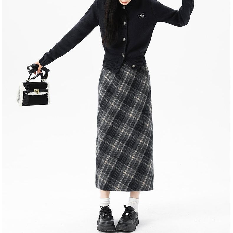 タイトスカート クラシックチェック柄タイトスカートロング丈