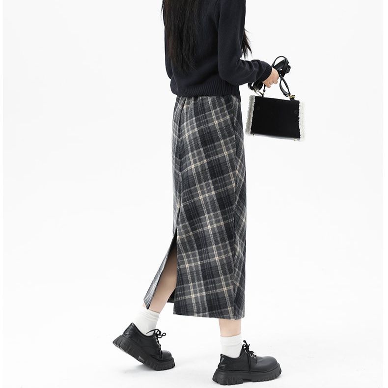 タイトスカート クラシックチェック柄タイトスカートロング丈