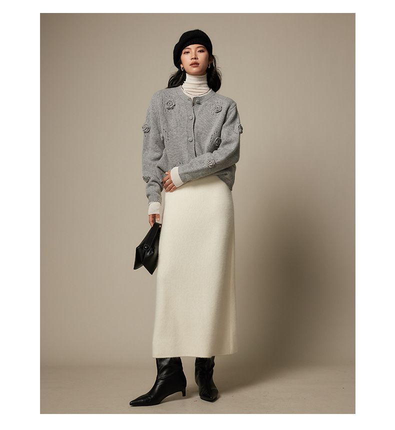 タイトスカート 起毛素材のすっきりシルエットロングタイトスカート