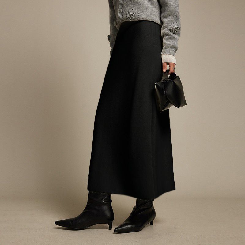 タイトスカート 起毛素材のすっきりシルエットロングタイトスカート