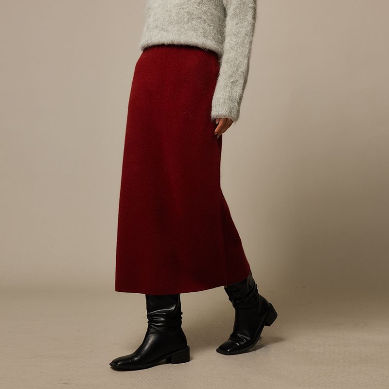 タイトスカート 起毛素材のすっきりシルエットロングタイトスカート